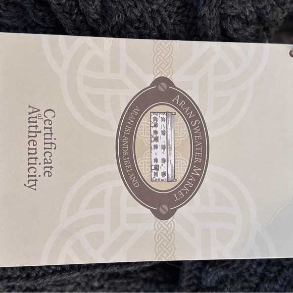 Aran Sweater Market Merino Wool Gray Cable Knit Sweater Coat-Made in Ireland - Picture 4 of 4